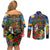 Kiwi-Kookaburra Bird ANZAC Personalised Couples Matching Off Shoulder Short Dress and Long Sleeve Button Shirt Aussie Golden Wattle Poppy Flowers
