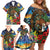 Kiwi-Kookaburra Bird ANZAC Personalised Family Matching Off Shoulder Short Dress and Hawaiian Shirt Aussie Golden Wattle Poppy Flowers
