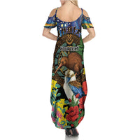 Kiwi-Kookaburra Bird ANZAC Personalised Family Matching Summer Maxi Dress and Hawaiian Shirt Aussie Golden Wattle Poppy Flowers