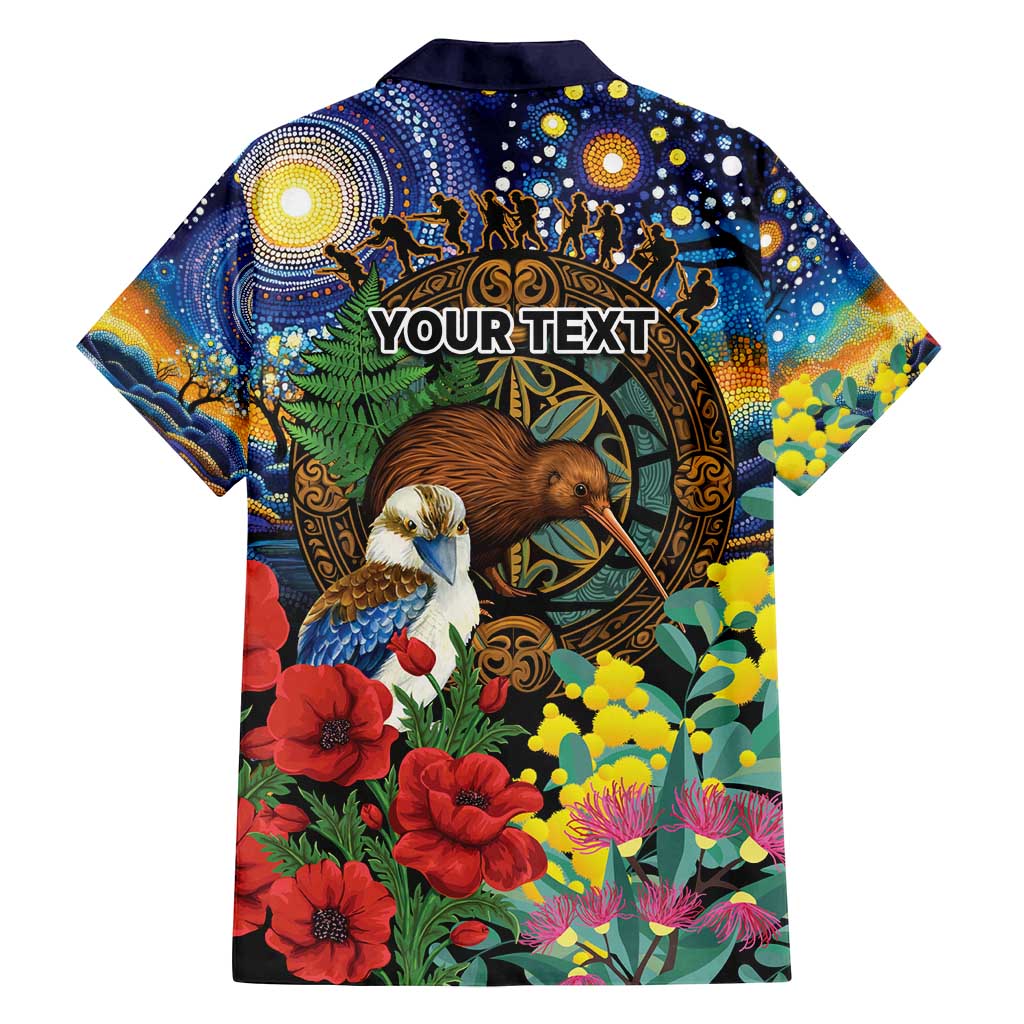 Kiwi-Kookaburra Bird ANZAC Personalised Family Matching Tank Maxi Dress and Hawaiian Shirt Aussie Golden Wattle Poppy Flowers
