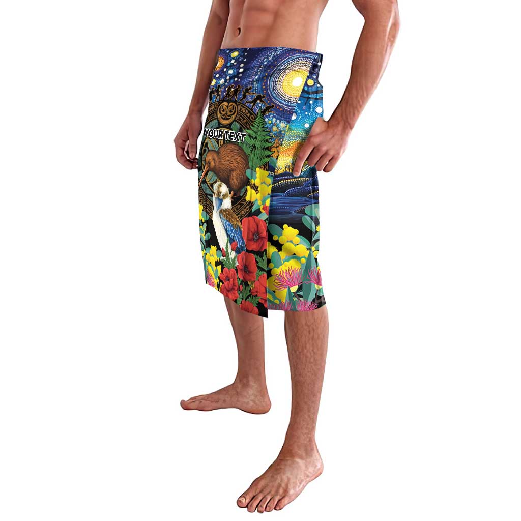 Kiwi-Kookaburra Bird ANZAC Personalised Lavalava Aussie Golden Wattle Poppy Flowers