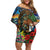 Kiwi-Kookaburra Bird ANZAC Personalised Off Shoulder Short Dress Aussie Golden Wattle Poppy Flowers