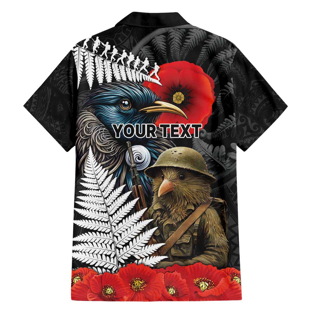 Kiwi-Tui Bird Soldier ANZAC Day Personalised Family Matching Summer Maxi Dress and Hawaiian Shirt Maori Silver Fern Motif LT9 - Polynesian Pride
