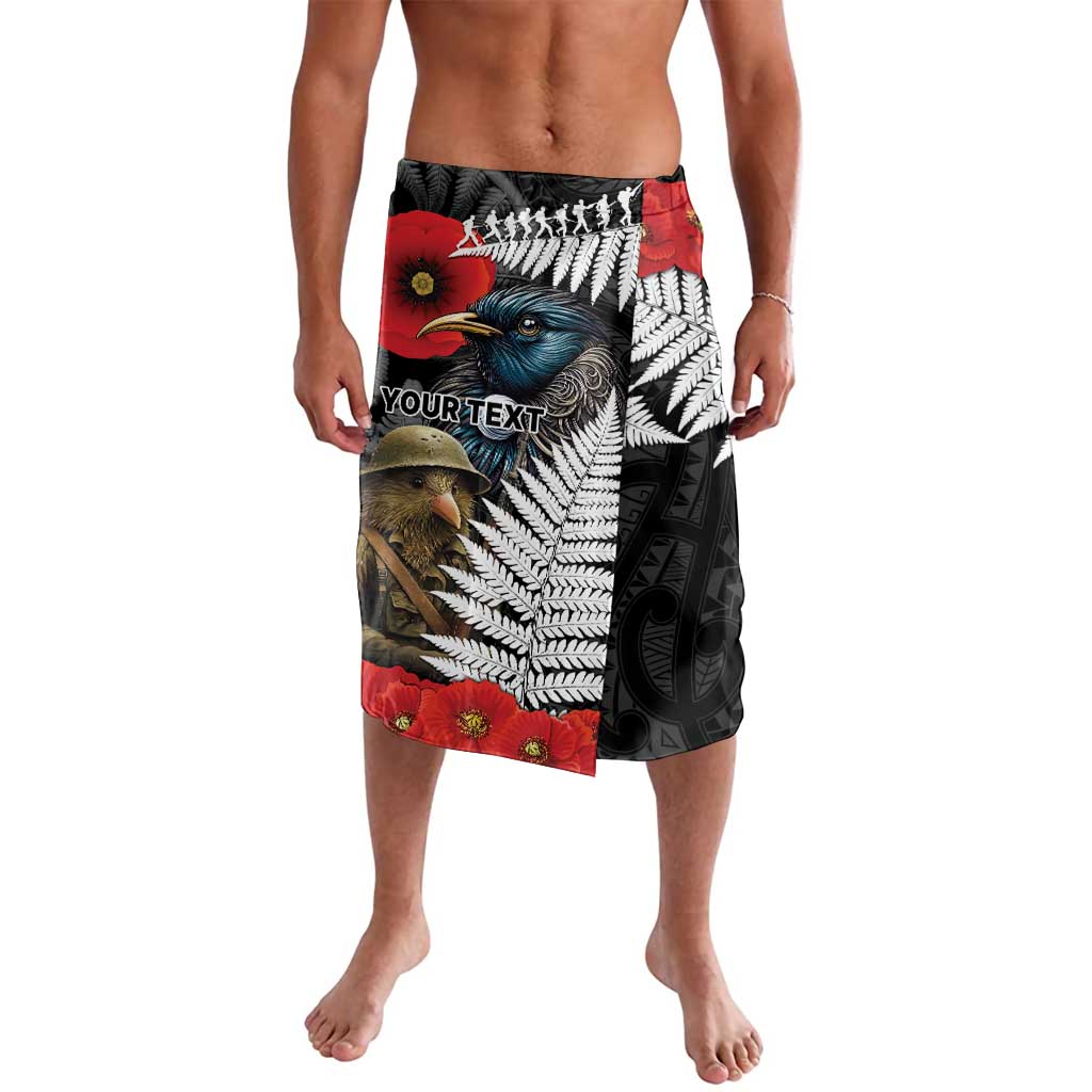Kiwi-Tui Bird Soldier ANZAC Day Personalised Lavalava Maori Silver Fern Motif