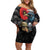 Kiwi-Tui Bird Soldier ANZAC Day Personalised Off Shoulder Short Dress Maori Silver Fern Motif