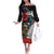 Kiwi-Tui Bird Soldier ANZAC Day Personalised Off The Shoulder Long Sleeve Dress Maori Silver Fern Motif
