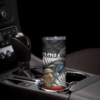 Kiwi-Tui Bird Soldier ANZAC Day Personalised Skinny Tumbler Maori Silver Fern Motif