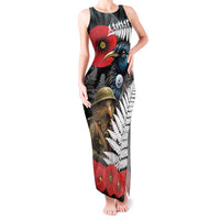 Kiwi-Tui Bird Soldier ANZAC Day Personalised Tank Maxi Dress Maori Silver Fern Motif