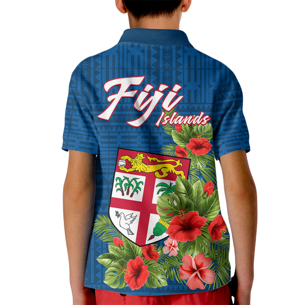 Polynesian Pride Fiji Kid Polo Shirt Tropical Flowers and Tapa Pattern LT9 - Polynesian Pride