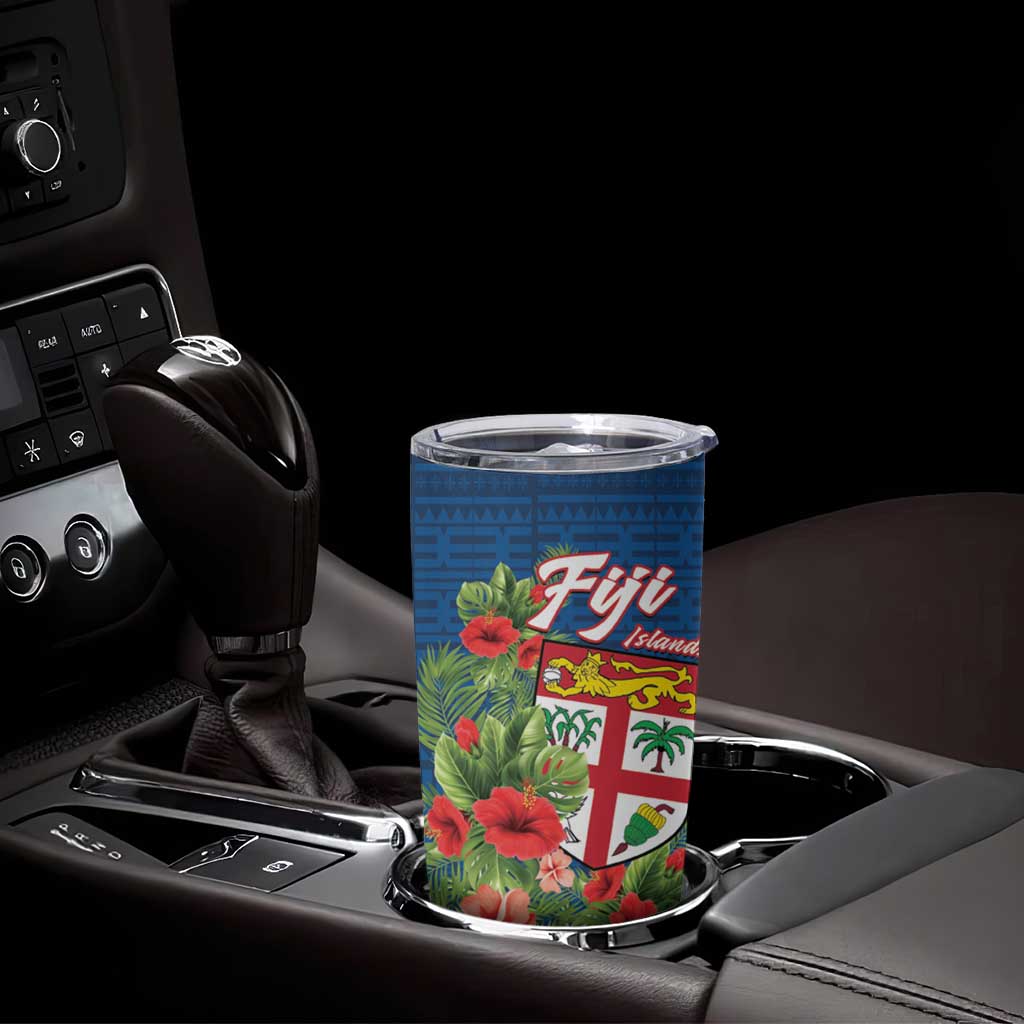 Fiji Island Tropical Flowers and Tapa Pattern Tumbler Cup