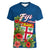 Polynesian Pride Fiji Women V Neck T Shirt Tropical Flowers and Tapa Pattern LT9 - Polynesian Pride