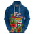 Custom Fiji Hoodie Tropical Flowers and Tapa Pattern LT9 Zip Hoodie Blue - Polynesian Pride