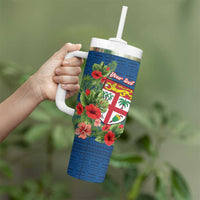 Personalised Fiji Island Tropical Flowers and Tapa Pattern Tumbler With Handle