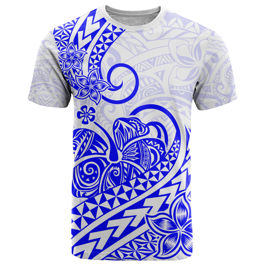 Polynesian T Shirt Tribal Tattoo Blue Screen Color LT9 Blue - Polynesian Pride