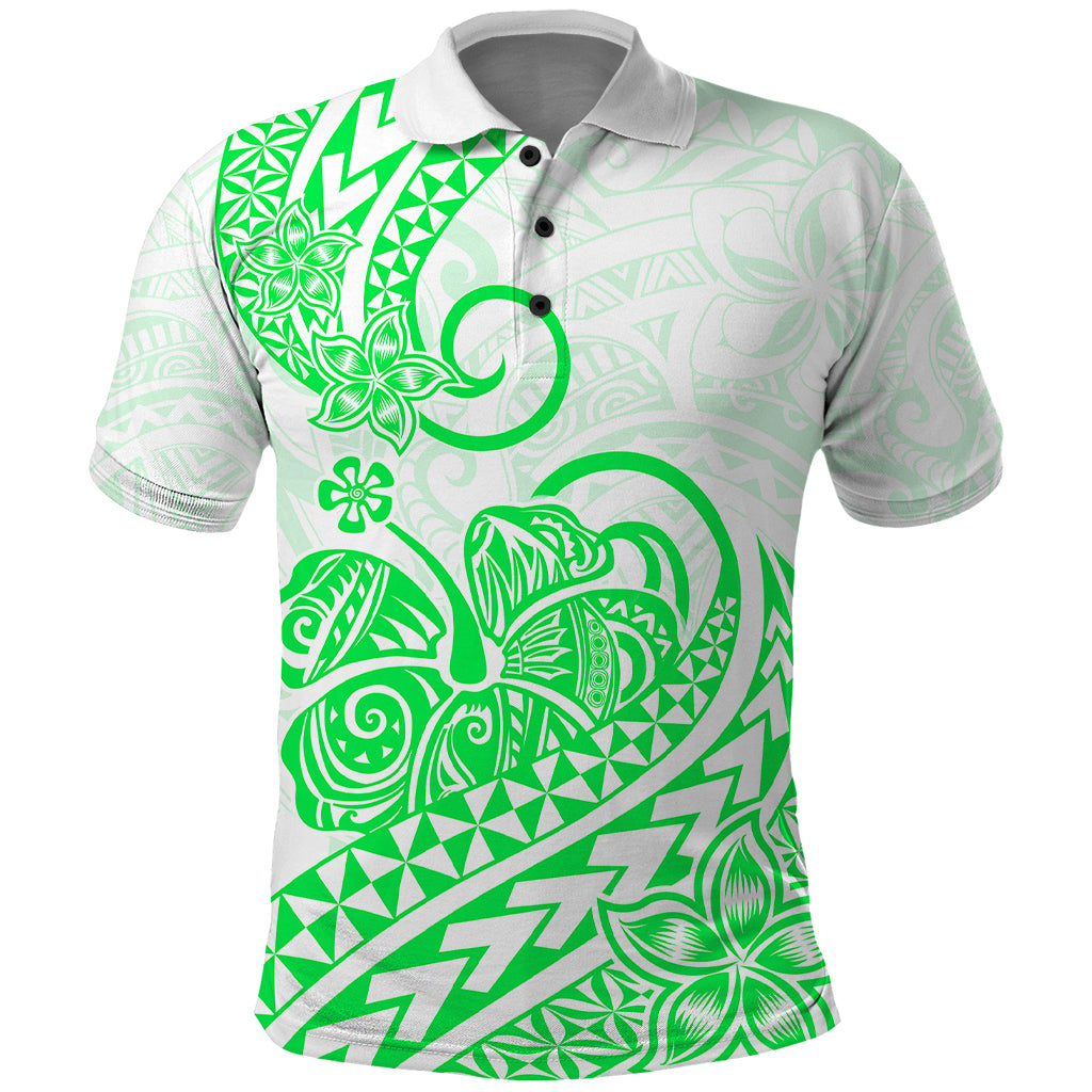 Polynesian Polo Shirt Tribal Tattoo Green Screen Color LT9 Green - Polynesian Pride
