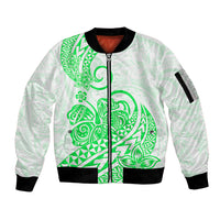 Polynesian Sleeve Zip Bomber Jacket Tribal Tattoo Green Screen Color LT9 Unisex Green - Polynesian Pride