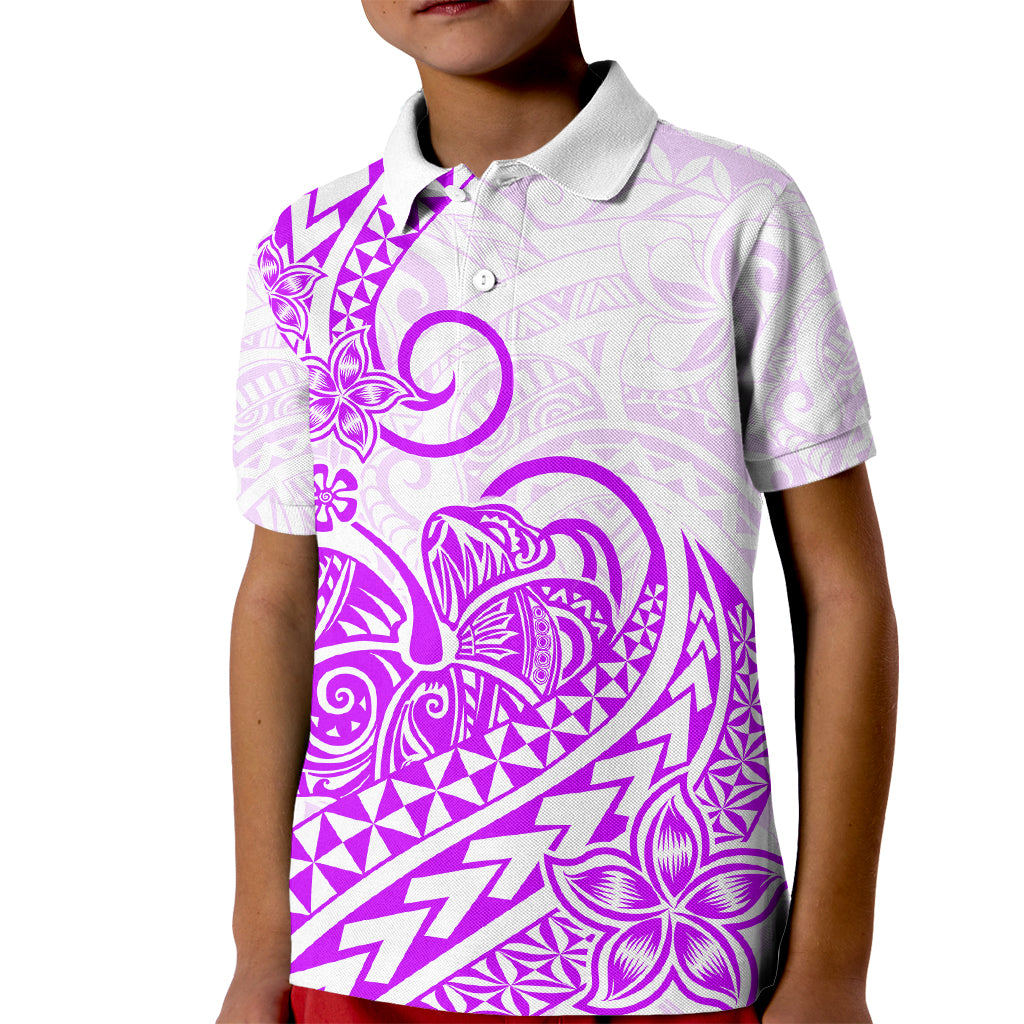 Polynesian Kid Polo Shirt Tribal Tattoo Purple Screen Color LT9 Kid Purple - Polynesian Pride