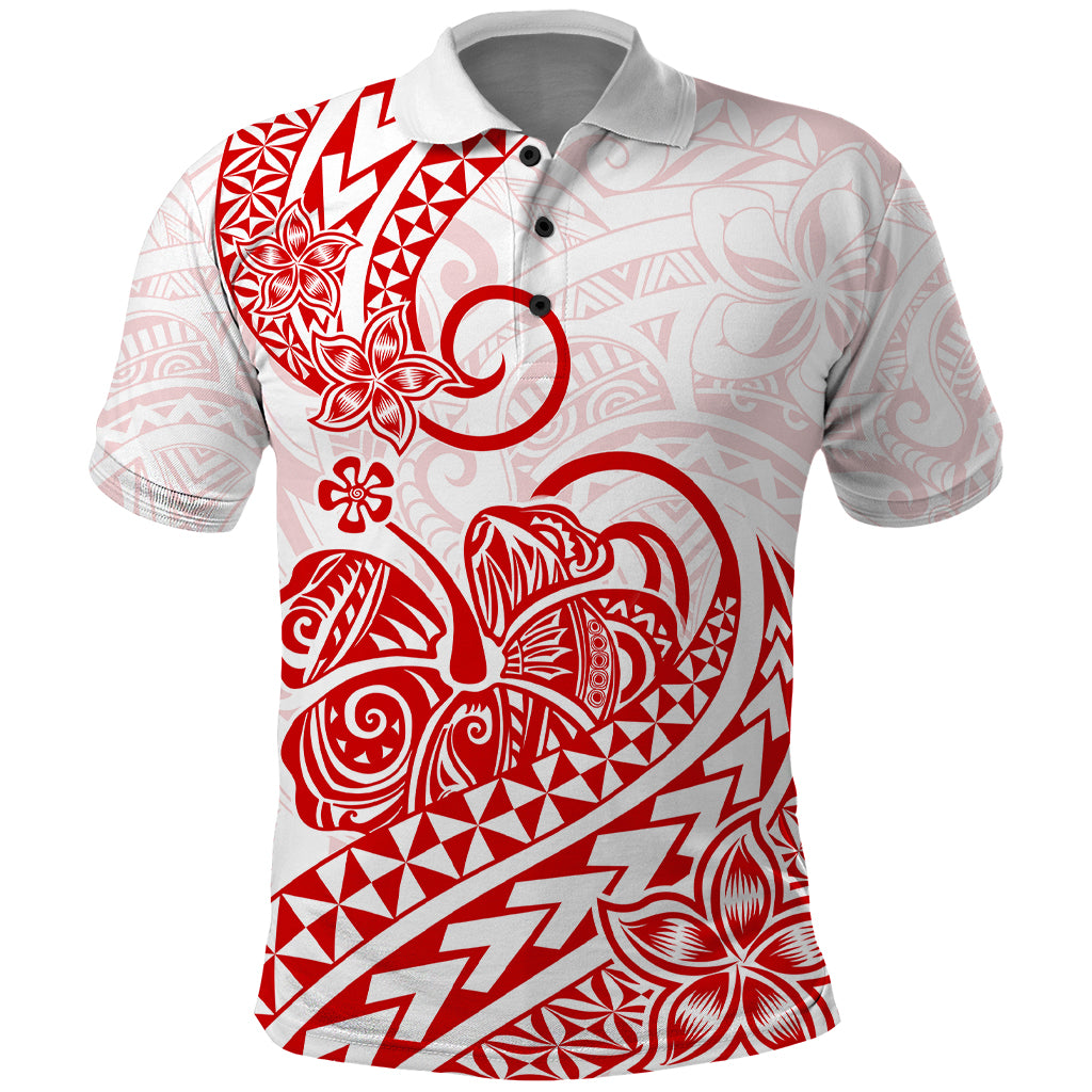 Polynesian Polo Shirt Tribal Tattoo Red Screen Color LT9 Red - Polynesian Pride