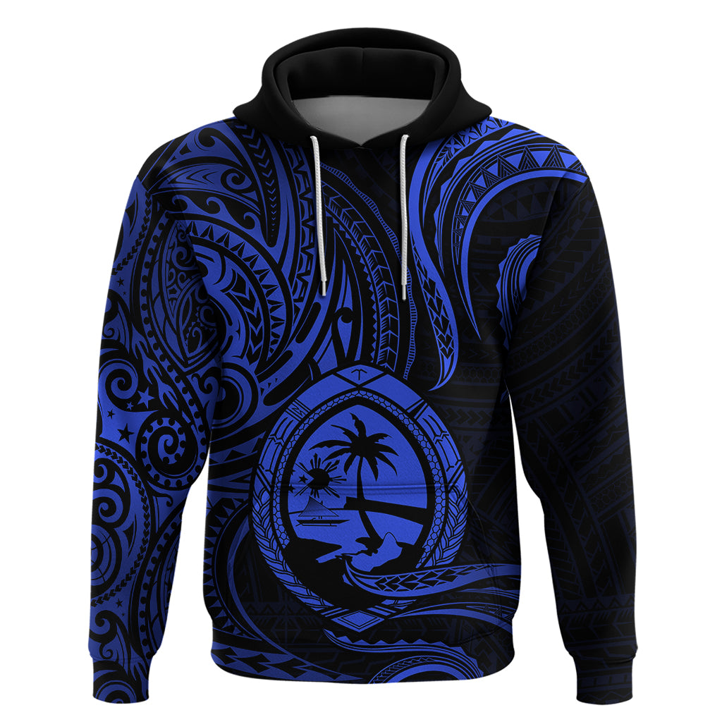 Polynesian Pride Guam Hoodie With Polynesian Tribal Tattoo and Coat of Arms Blue Version LT9 - Polynesian Pride