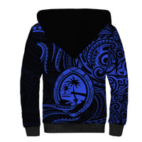Polynesian Pride Guam Sherpa Hoodie With Polynesian Tribal Tattoo and Coat of Arms Blue Version LT9 - Polynesian Pride