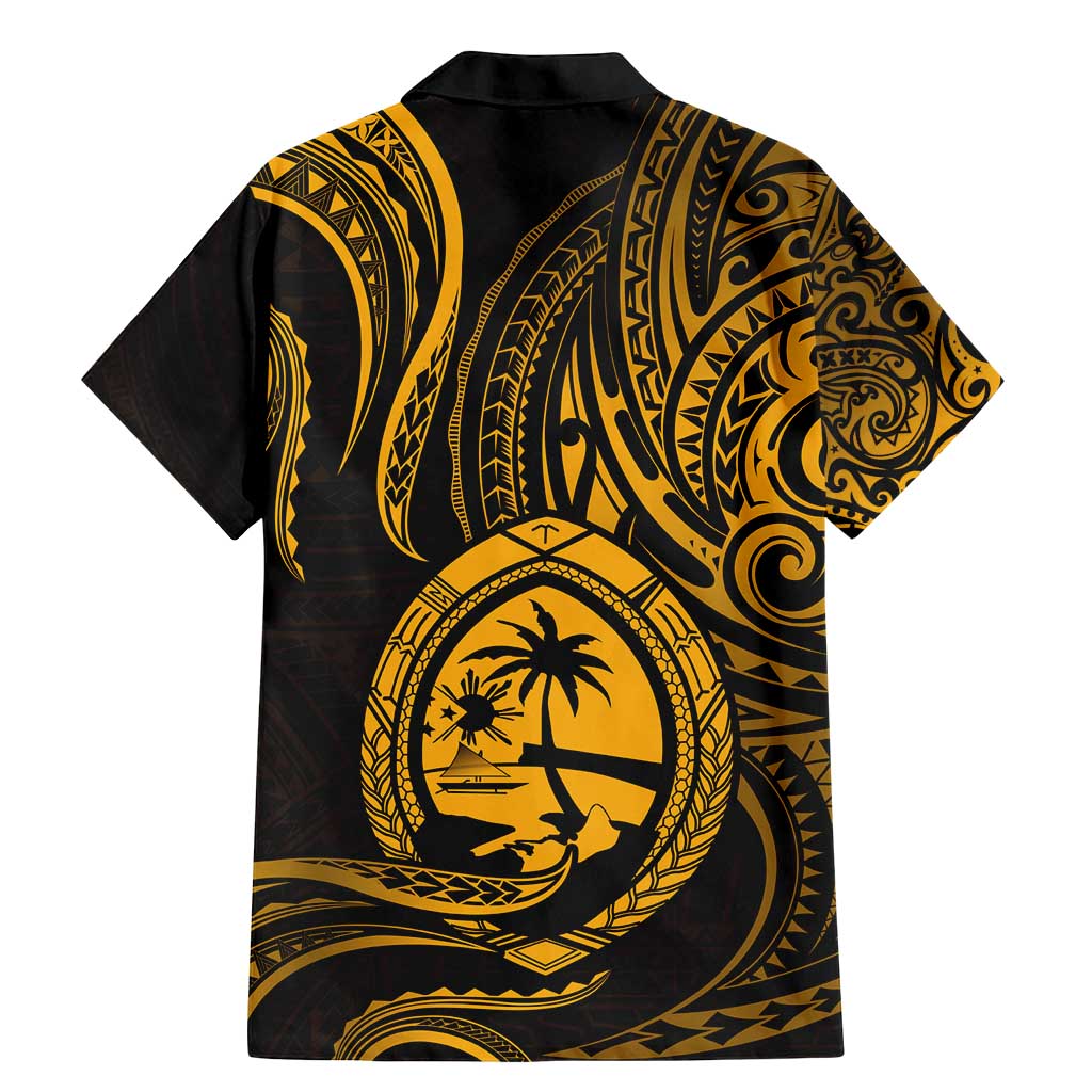 Polynesian Guam Coat of Arms Family Matching Mermaid Dress and Hawaiian Shirt Polynesian Tribal Tattoo Gold Version