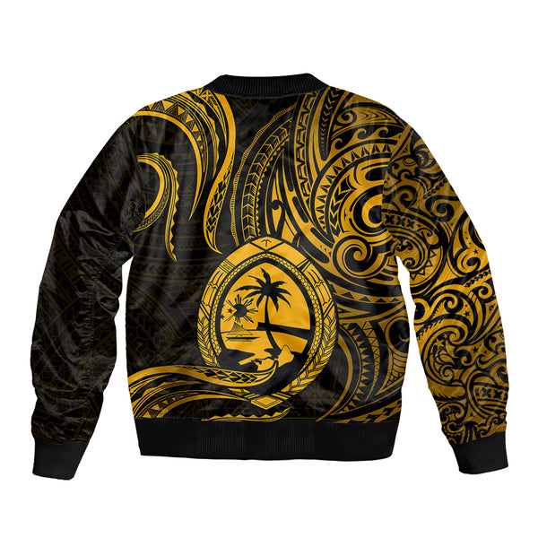 Guam Bomber Jacket Coat Of Arm Lauhala Gold Circle