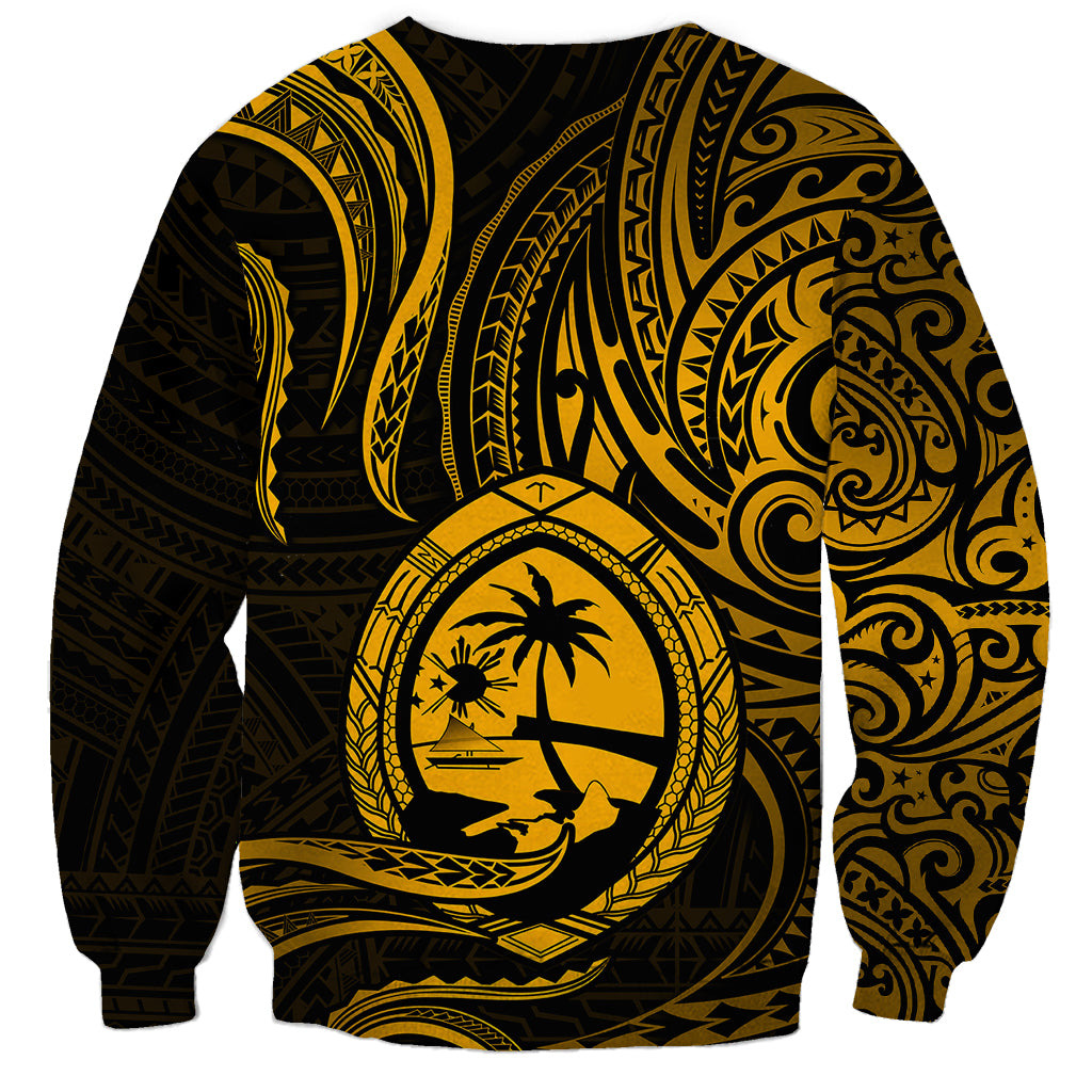 Polynesian Pride Guam Sweatshirt With Polynesian Tribal Tattoo and Coat of Arms Gold Version LT9 - Polynesian Pride