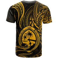 Polynesian Pride Guam T Shirt With Polynesian Tribal Tattoo and Coat of Arms Gold Version LT9 - Polynesian Pride