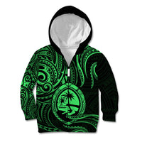 Polynesian Pride Guam Kid Hoodie With Polynesian Tribal Tattoo and Coat of Arms Green Version LT9 - Polynesian Pride