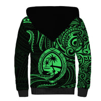 Polynesian Pride Guam Sherpa Hoodie With Polynesian Tribal Tattoo and Coat of Arms Green Version LT9 - Polynesian Pride