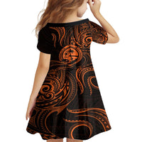 Polynesian Guam Coat of Arms Family Matching Off Shoulder Maxi Dress and Hawaiian Shirt Polynesian Tribal Tattoo Orange Version
