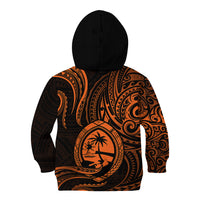 Polynesian Pride Guam Kid Hoodie With Polynesian Tribal Tattoo and Coat of Arms Orange Version LT9 Zip Hoodie Orange - Polynesian Pride