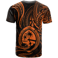 Polynesian Pride Guam T Shirt With Polynesian Tribal Tattoo and Coat of Arms Orange Version LT9 - Polynesian Pride