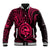 Polynesian Pride Guam Baseball Jacket With Polynesian Tribal Tattoo and Coat of Arms Pink Version LT9 Unisex Pink - Polynesian Pride
