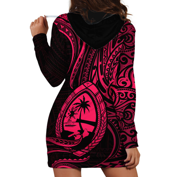 Polynesian Pride Guam Women Casual Shirt With Polynesian Tribal Tattoo and Coat of Arms Pink Version LT9