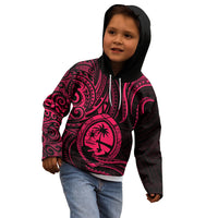 Polynesian Pride Guam Kid Hoodie With Polynesian Tribal Tattoo and Coat of Arms Pink Version LT9 - Polynesian Pride