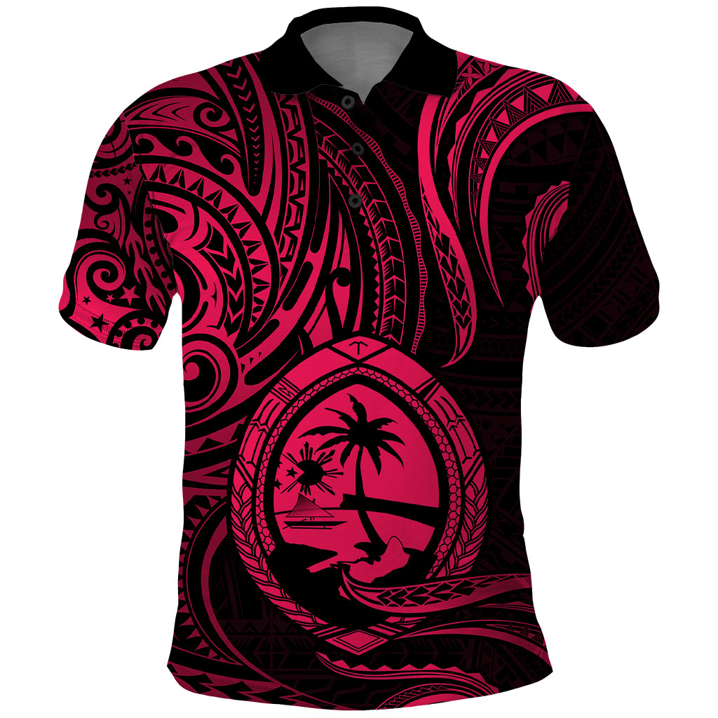 Polynesian Pride Guam Polo Shirt With Polynesian Tribal Tattoo and Coat of Arms Pink Version LT9 Pink - Polynesian Pride