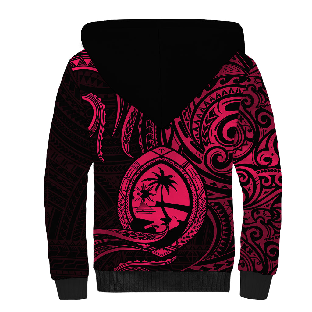 Polynesian Pride Guam Sherpa Hoodie With Polynesian Tribal Tattoo and Coat of Arms Pink Version LT9 - Polynesian Pride