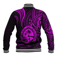 Polynesian Pride Guam Baseball Jacket With Polynesian Tribal Tattoo and Coat of Arms Purple Version LT9 - Polynesian Pride