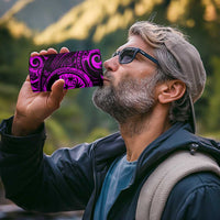 Polynesian Guam Coat of Arms 4 in 1 Can Cooler Tumbler Polynesian Tribal Tattoo Purple Version