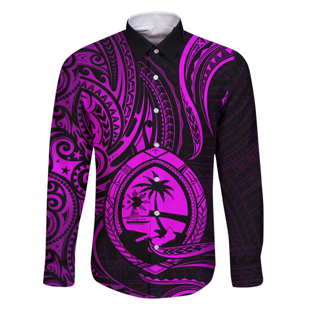 Polynesian Guam Coat of Arms Family Matching Tank Maxi Dress and Hawaiian Shirt Polynesian Tribal Tattoo Purple Version