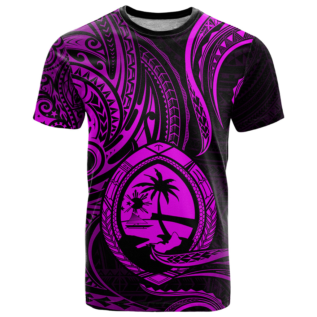 Polynesian Pride Guam T Shirt With Polynesian Tribal Tattoo and Coat of Arms Purple Version LT9 Purple - Polynesian Pride