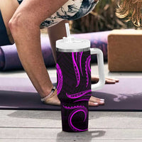 Polynesian Guam Coat of Arms Tumbler With Handle Polynesian Tribal Tattoo Purple Version