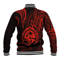 Polynesian Pride Guam Baseball Jacket With Polynesian Tribal Tattoo and Coat of Arms Red Version LT9 - Polynesian Pride