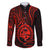 Polynesian Guam Coat of Arms Family Matching Summer Maxi Dress and Hawaiian Shirt Polynesian Tribal Tattoo Red Version