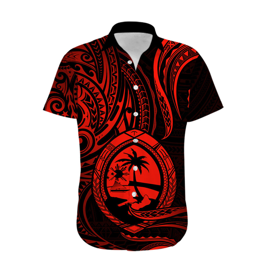 Polynesian Pride Guam Hawaiian Shirt With Polynesian Tribal Tattoo and Coat of Arms Red Version LT9 - Polynesian Pride