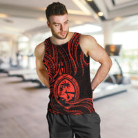 Polynesian Pride Guam Men Tank Top With Polynesian Tribal Tattoo and Coat of Arms Red Version LT9 - Polynesian Pride