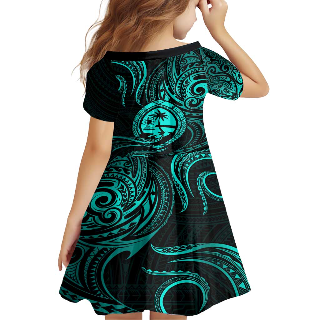 Polynesian Guam Coat of Arms Family Matching Tank Maxi Dress and Hawaiian Shirt Polynesian Tribal Tattoo Turquoise Version