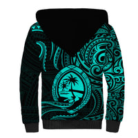 Polynesian Pride Guam Sherpa Hoodie With Polynesian Tribal Tattoo and Coat of Arms Turquoise Version LT9 - Polynesian Pride