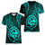 Polynesian Pride Guam Women V Neck T Shirt With Polynesian Tribal Tattoo and Coat of Arms Turquoise Version LT9 Female turquoise - Polynesian Pride